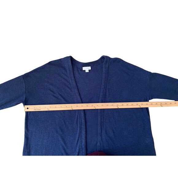 Pure Jill Linen Blend Open Cardigan Sweater Women's Med  Navy Blue 3/4 Sleeve - Picture 6 of 13